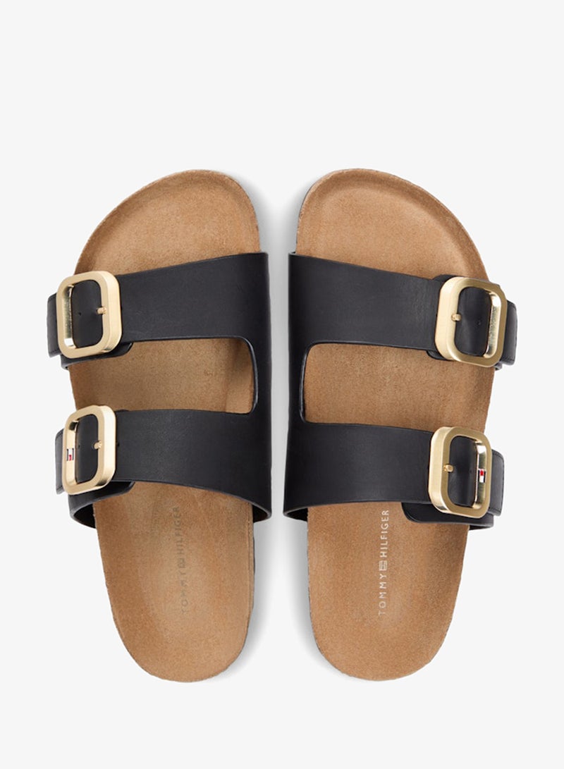 TOMMY HILFIGER Leather Double Strap Cork Sandals - Image 5